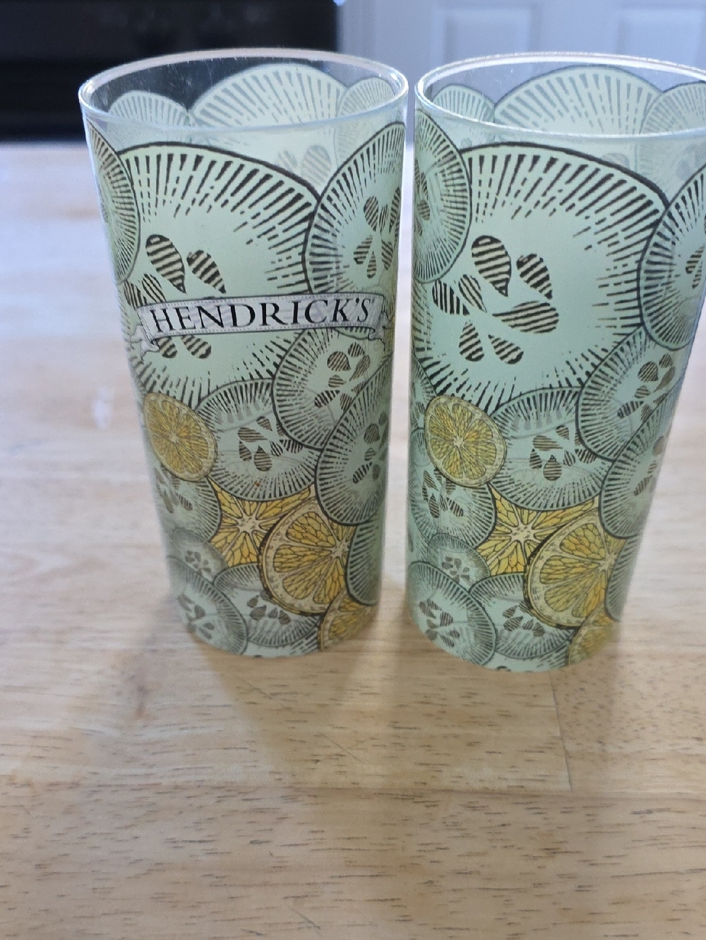 Hendrick's Branded Citrus Pattern Highball Glasses (Pair)